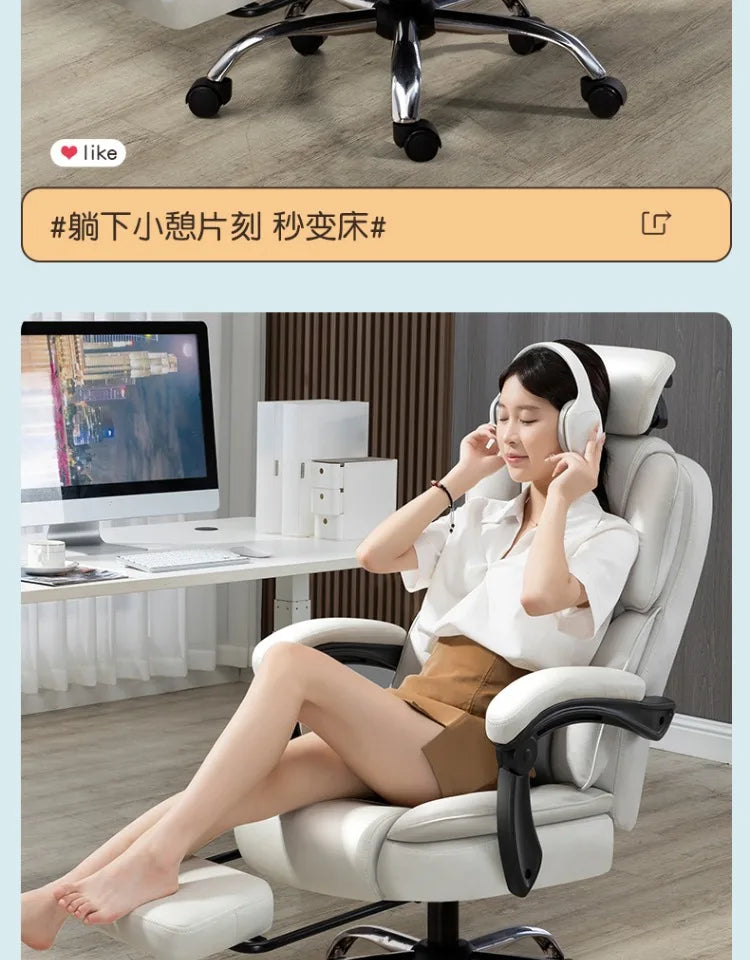 Headrest Pillow Office Chair Cushion Wheels Leather Luxury Modern Office Chair White Lounge Cadeiras De Gamer Home Accessories