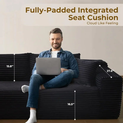 104'' L-Shape Modular Sectional Sofa Couch - Comfortable Upholstered Cloud Design Modern Minimalist Deep Seat Living Room Furnit