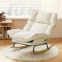 Adjustable Backrest Rocking Chair Wide Seat Living Room Rocker for Comfortable Relaxation