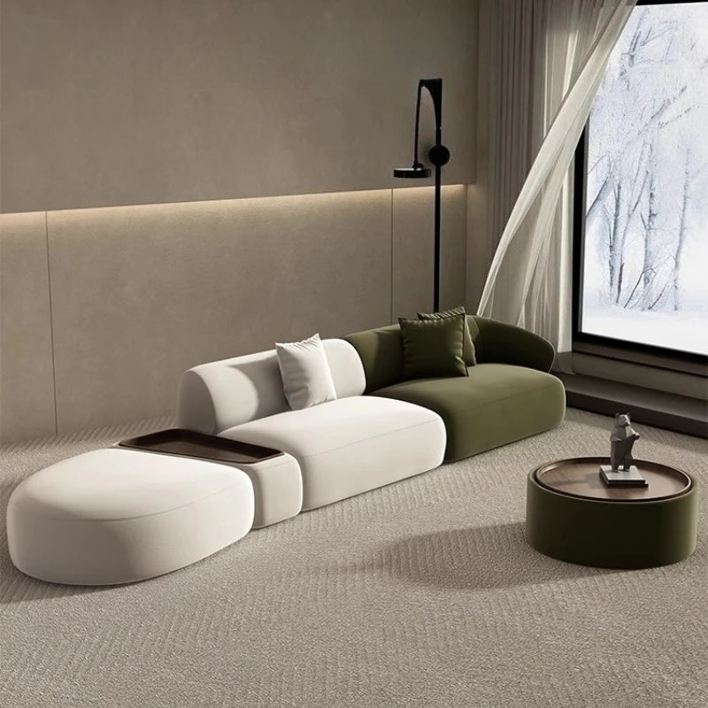 Curved Sofa Special Shaped Designer Beauty Salon Couch Lounge Area Sofa Coffee Table Set Furniture Velvet Living Room Sofas