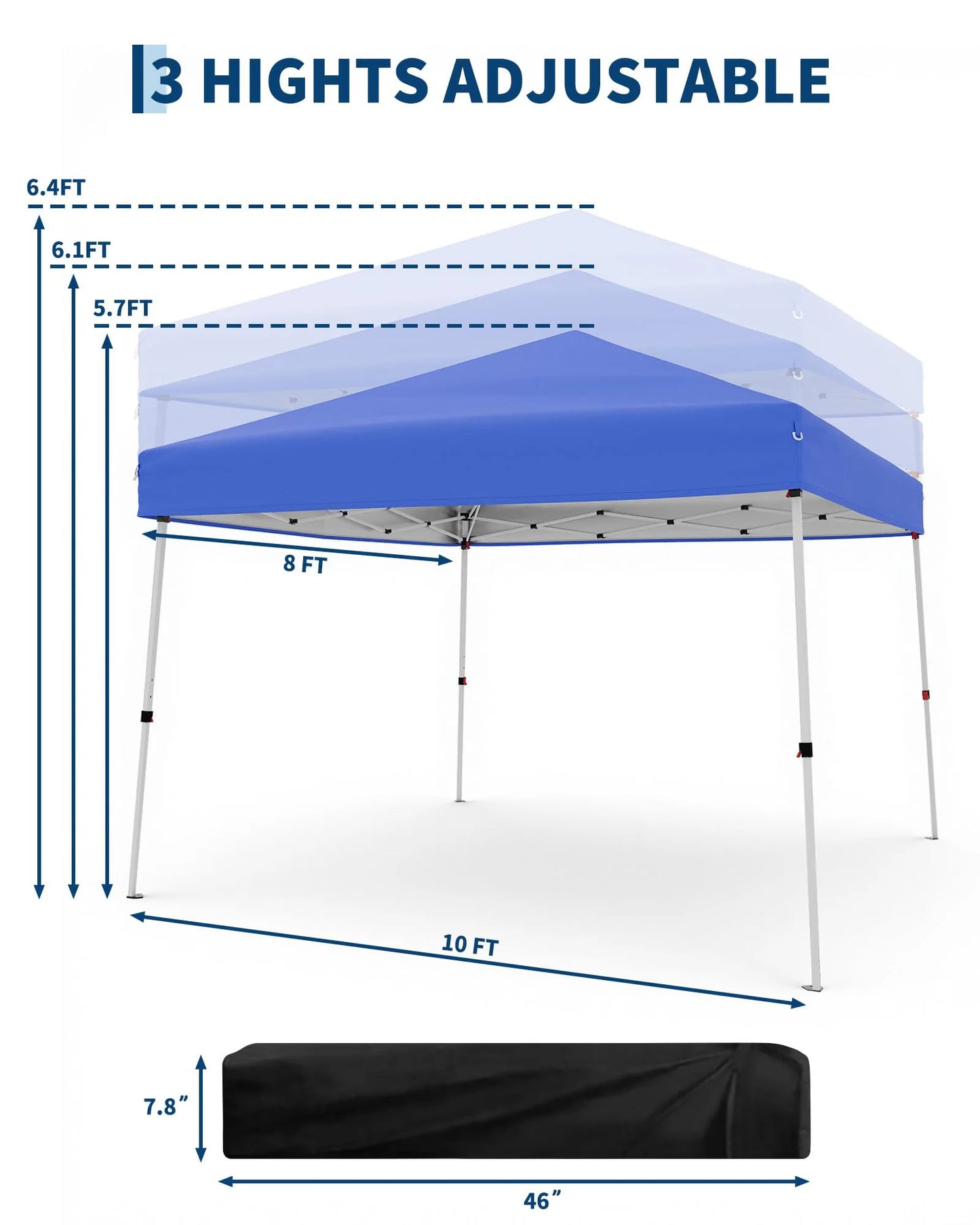 Easy Setup Pop Up Canopy Tent 10x10 FT with Slant Legs Outdoor Patio Gazebo Shelter Portable Shade, Includes 8x8 FT Canopy Cover