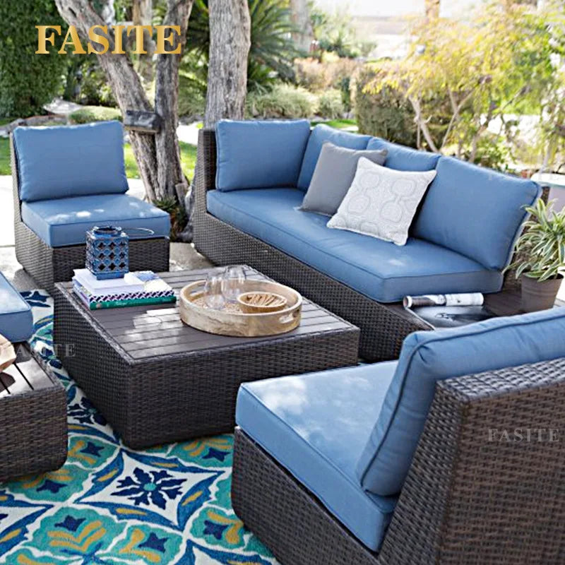 Outdoor sofa courtyard rattan garden hotel sales office sun room balcony outdoor coffee table furniture combination