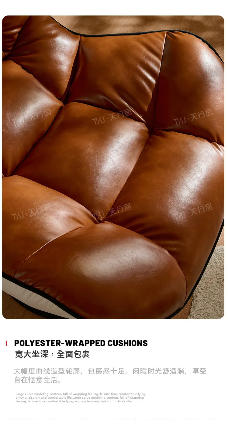Living room balcony designer antique leisure chair leather lazy sofa