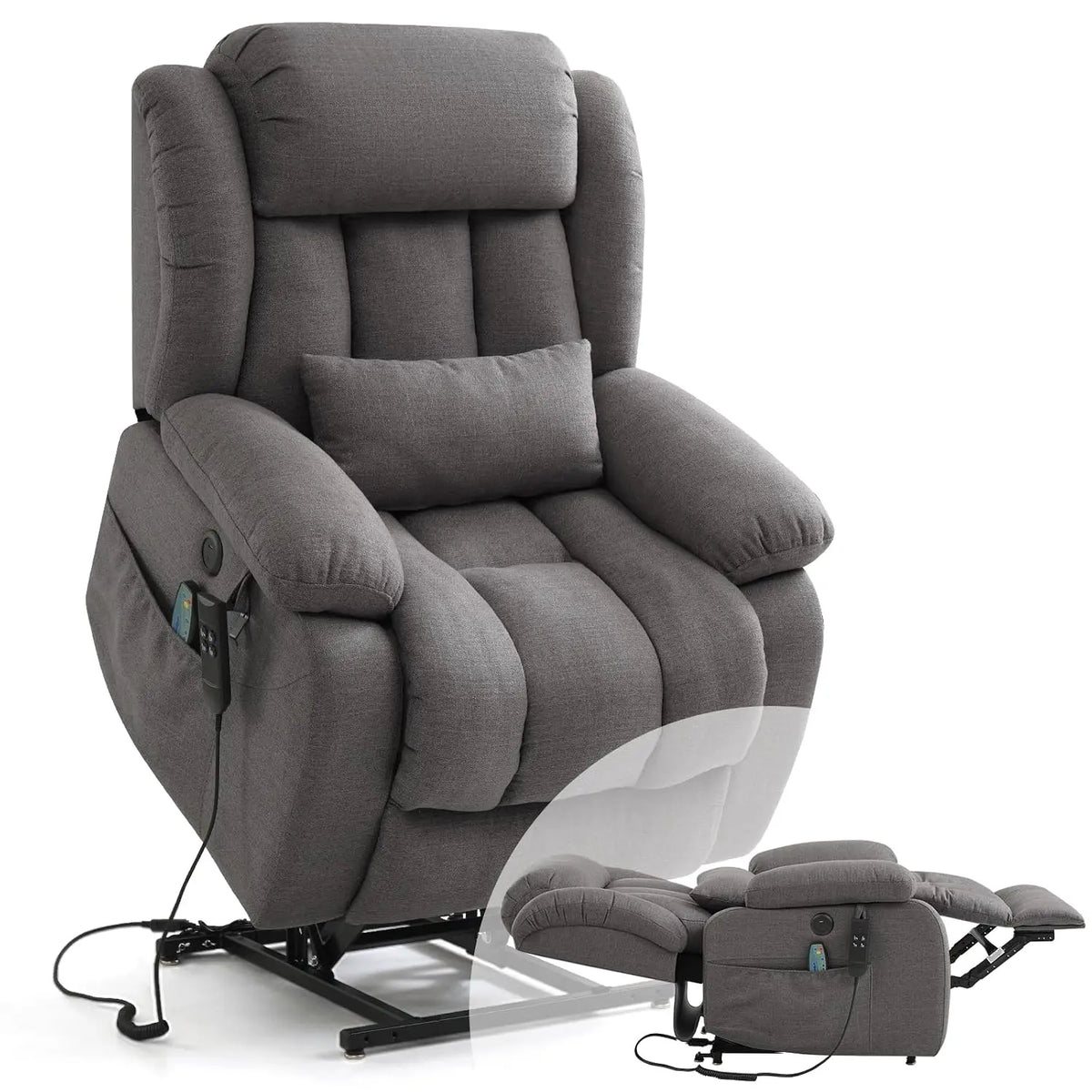 Infinite Position Lay Flat Power Lift Recliner Chair for Elderly, Brown, Customized