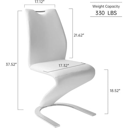 Modern pair of modern upholstered dining chairs with pu leather cushion seats and sturdy design for kitchen and dining room