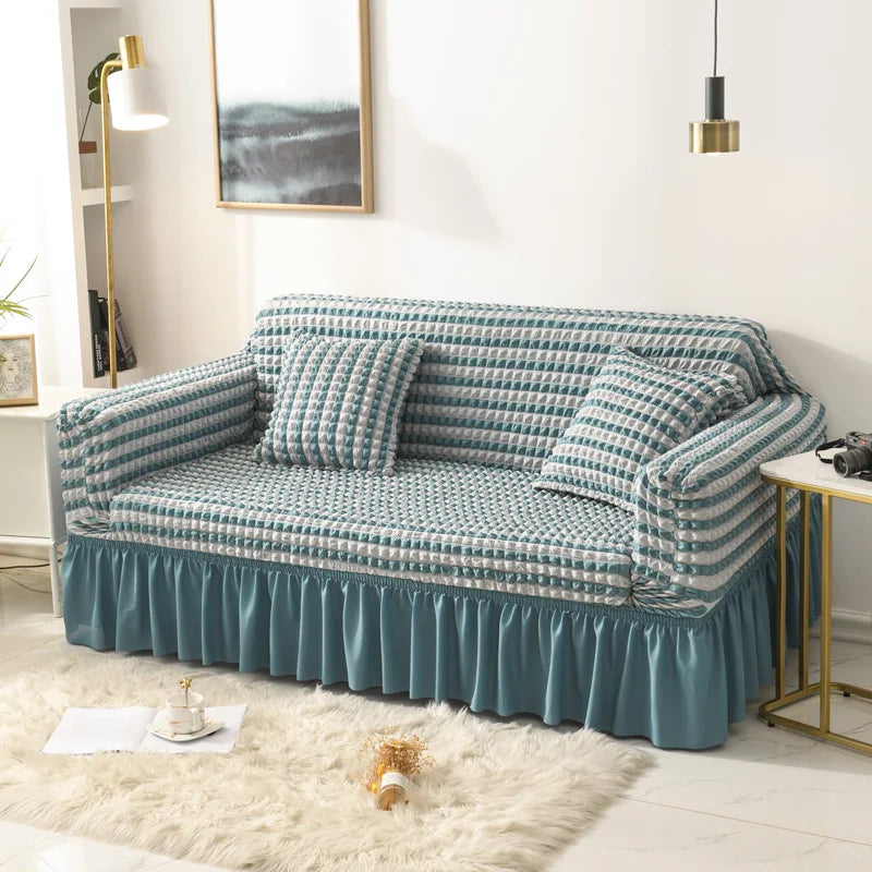 Fabric Skirt 2/3 Seater Sofa Cover 140-230cm Full Package Single Universal Elastic Sofa Slipcovers American Rustic Four Seasons