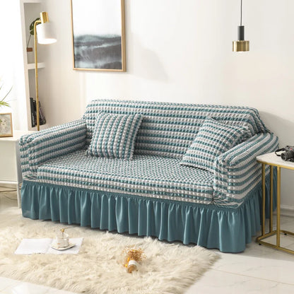 Fabric Skirt 2/3 Seater Sofa Cover 140-230cm Full Package Single Universal Elastic Sofa Slipcovers American Rustic Four Seasons