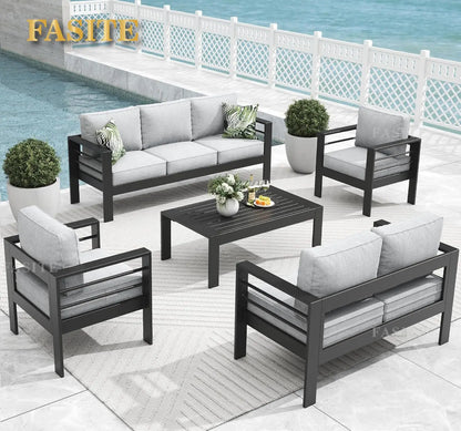 5 Pieces Modern Aluminum Patio Furniture