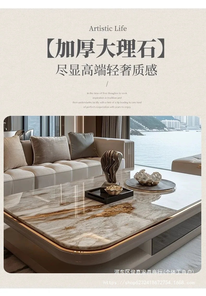 Light luxury modern coffee table microcrystalline stone high-end home high-end new living room villa marble lengthening