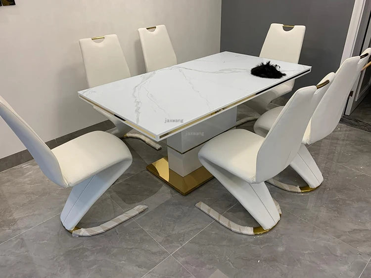 Nordic Stainless Steel Dining Chairs 2pcs Modern Casual Leather Kitchen Furniture Dining Chair Home Backrest Negotiation Chair K