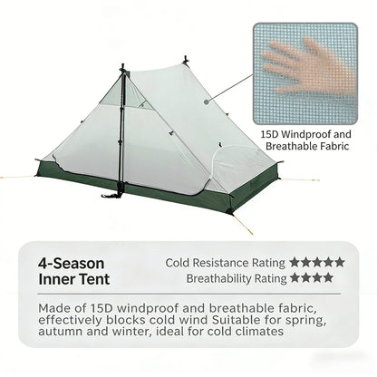 LanShan 2 3F UL GEAR 2 Person 1 Person Outdoor Ultralight Camping Tent 3 Season 4 Season Professional 15D Silnylon Rodless Tent