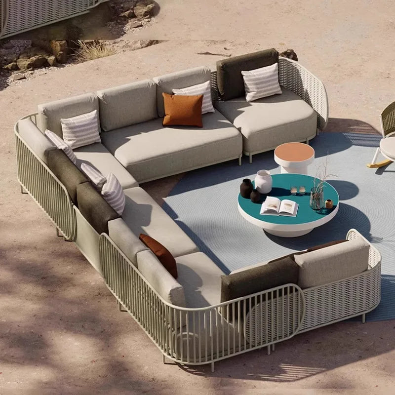 Outdoor sofa combination outdoor courtyard open-air villa living room hotel famous club rattan sofa