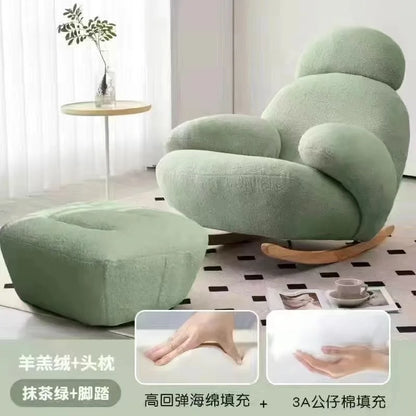 Big white Internet celebrity rocking chair lazy sofa single rocking cream living room lazy chair simple balcony bedroom
