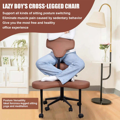 Cross Leg Chair - Meditation Chair with Wheels, ADHD Chair, Height Adjustable Seat, Adjustable Footstool