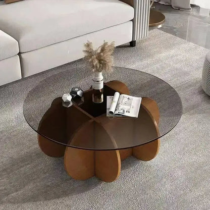 Table basse de salon ronde en verre trempé, design créatif, résistante aux hautes températures, style luxe