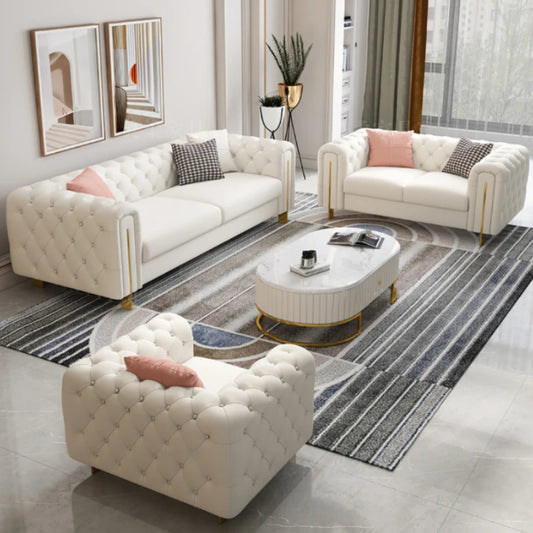 Simple Minimalist Light Luxury Fabric Sofa Set Furniture Velvet 1- 3 Seat Honeycomb Stainless Steel Living Room Sofas For Home