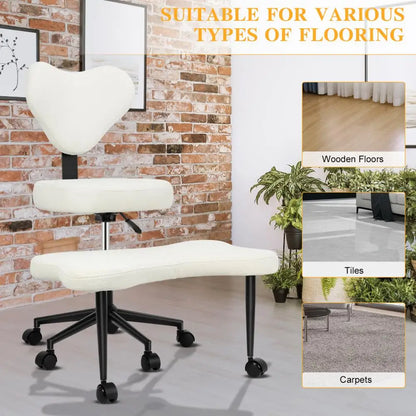 Cross Leg Chair - Meditation Chair with Wheels, ADHD Chair, Height Adjustable Seat, Adjustable Footstool
