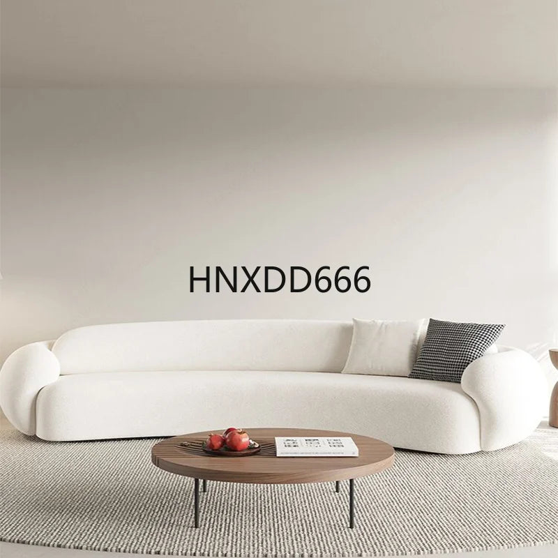 Three-Person Curved Sofa for Small Apartments Lamb Fleece Comfortable Living Room Furniture L-shaped Corner Couch