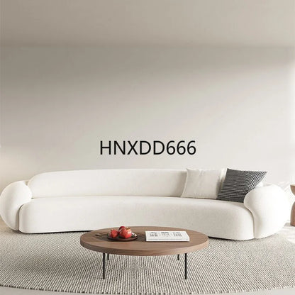 Three-Person Curved Sofa for Small Apartments Lamb Fleece Comfortable Living Room Furniture L-shaped Corner Couch