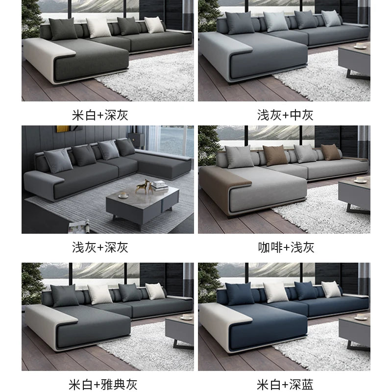 Grey Fabric Sofa Leisure Couch l Shape Sofa