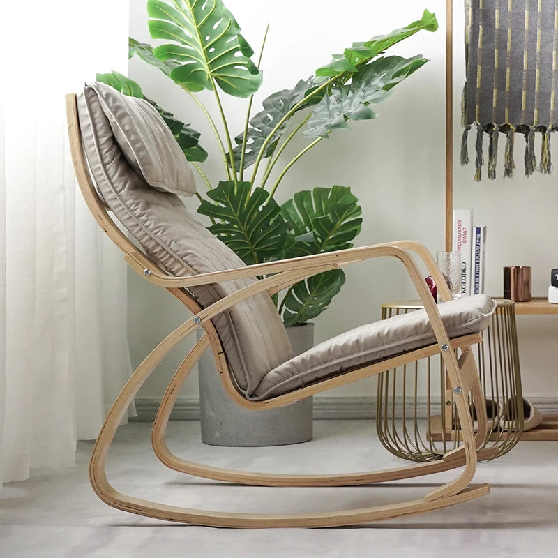 Liveable America Nordic Home Furnishing Bonn Rocking Chair Happy Chair Solid Wood Reclining Chair Lazy Maternity