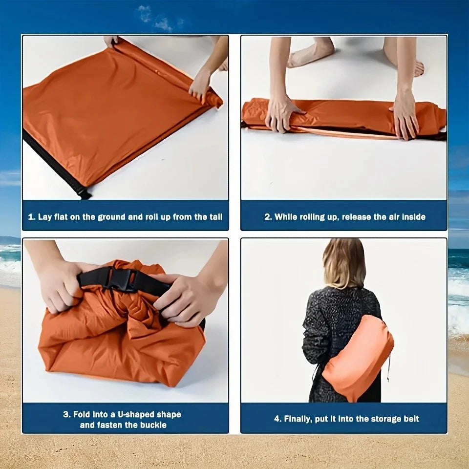 Portable Inflatable Lounge Chair with Pillow - Waterproof Sofa for Camping, Beach & Festivals - Easy Setup with Bag