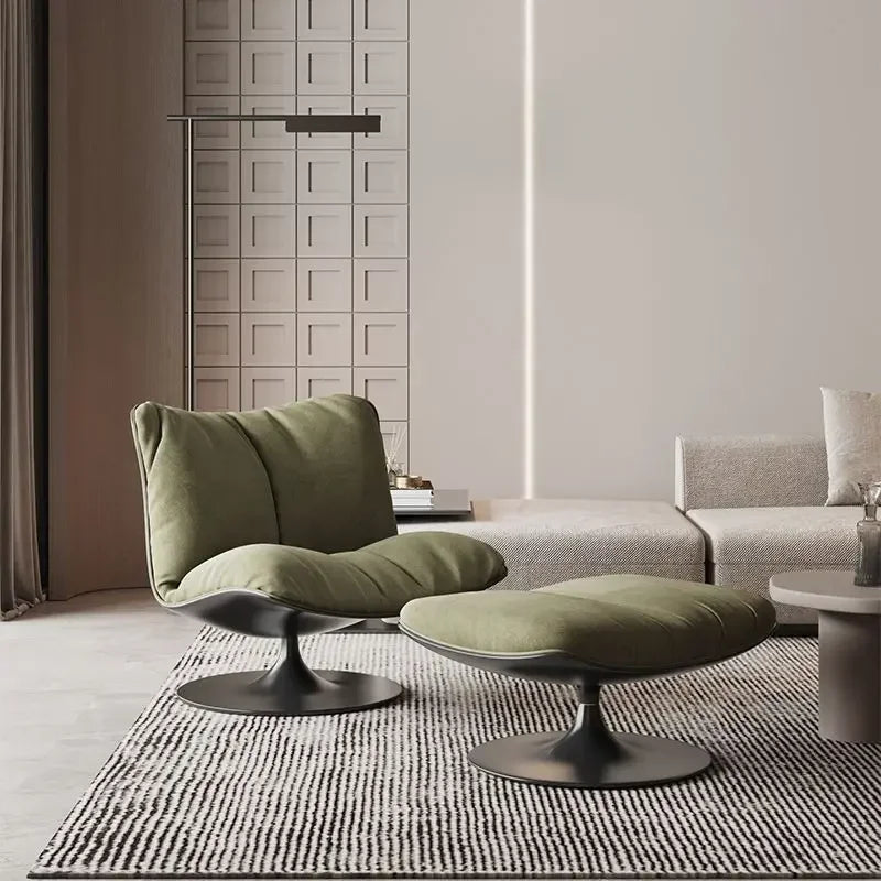 Suede single lounge chair living room bedroom designer minimalist swivel  modern light luxury lazy sofa