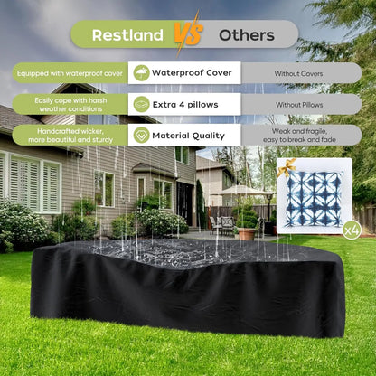 Half Moon 11PC Curved Wicker Patio Sofa Set w/Coffee Table, Gray, Customized