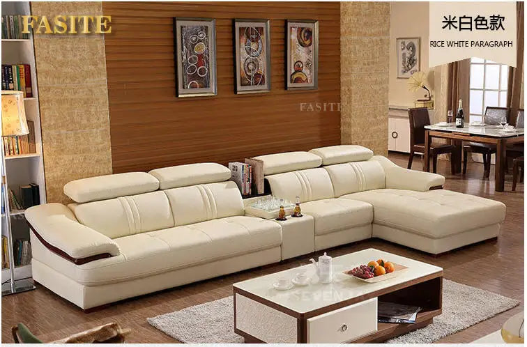 living room Sofa top grade cow genuine leather couch Nordic modern L shape corner muebles de sala cama puff asiento sala futon