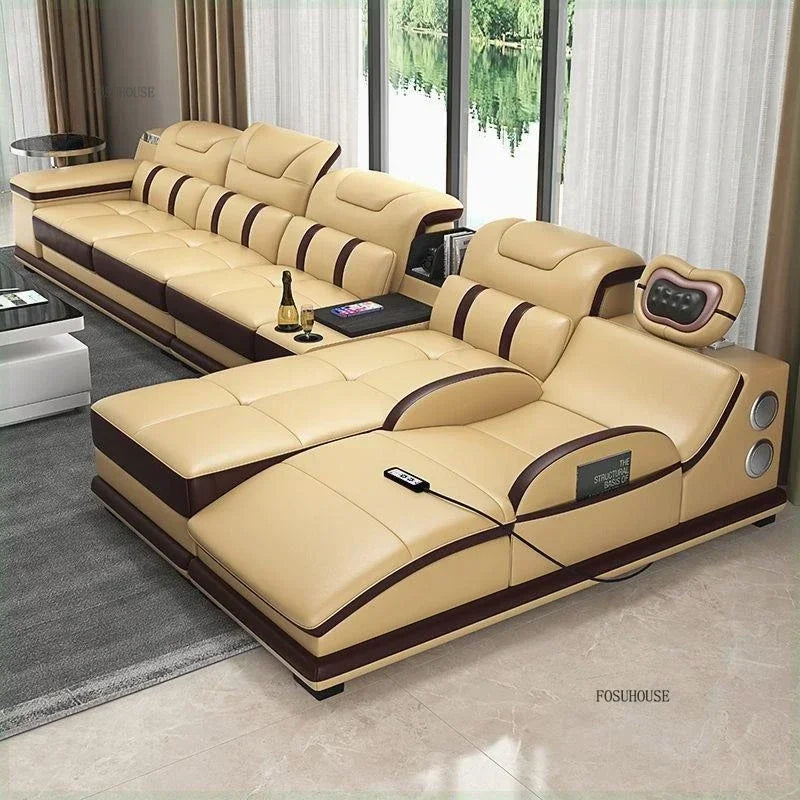 Modern Artificial Leather Living Room Sofa Combination Luxury Chaise Longue High-end Sofas Living Room Furniture