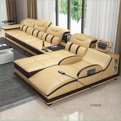 Modern Artificial Leather Living Room Sofa Combination Luxury Chaise Longue High-end Sofas Living Room Furniture