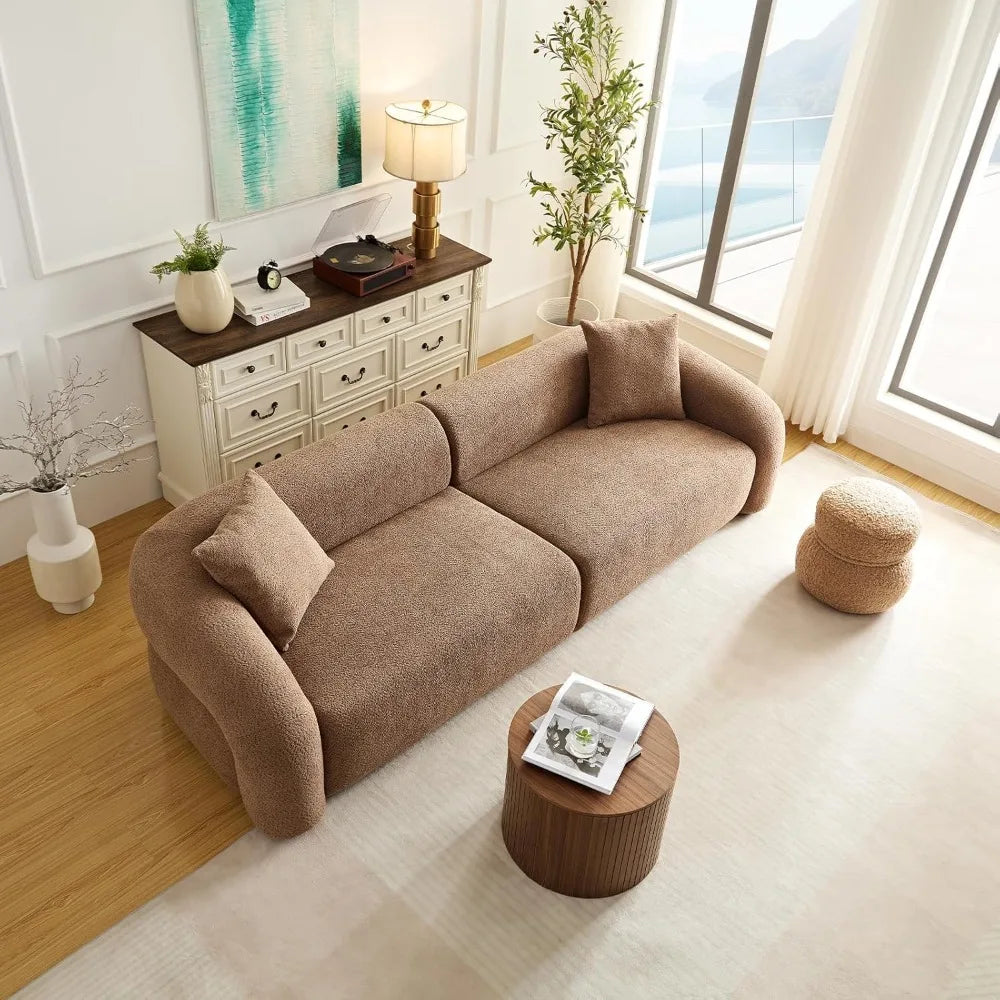 103" Modern Curved Sofa | Boucle Luxury  3-Seater, Modular, No Assembly (Home/Office)