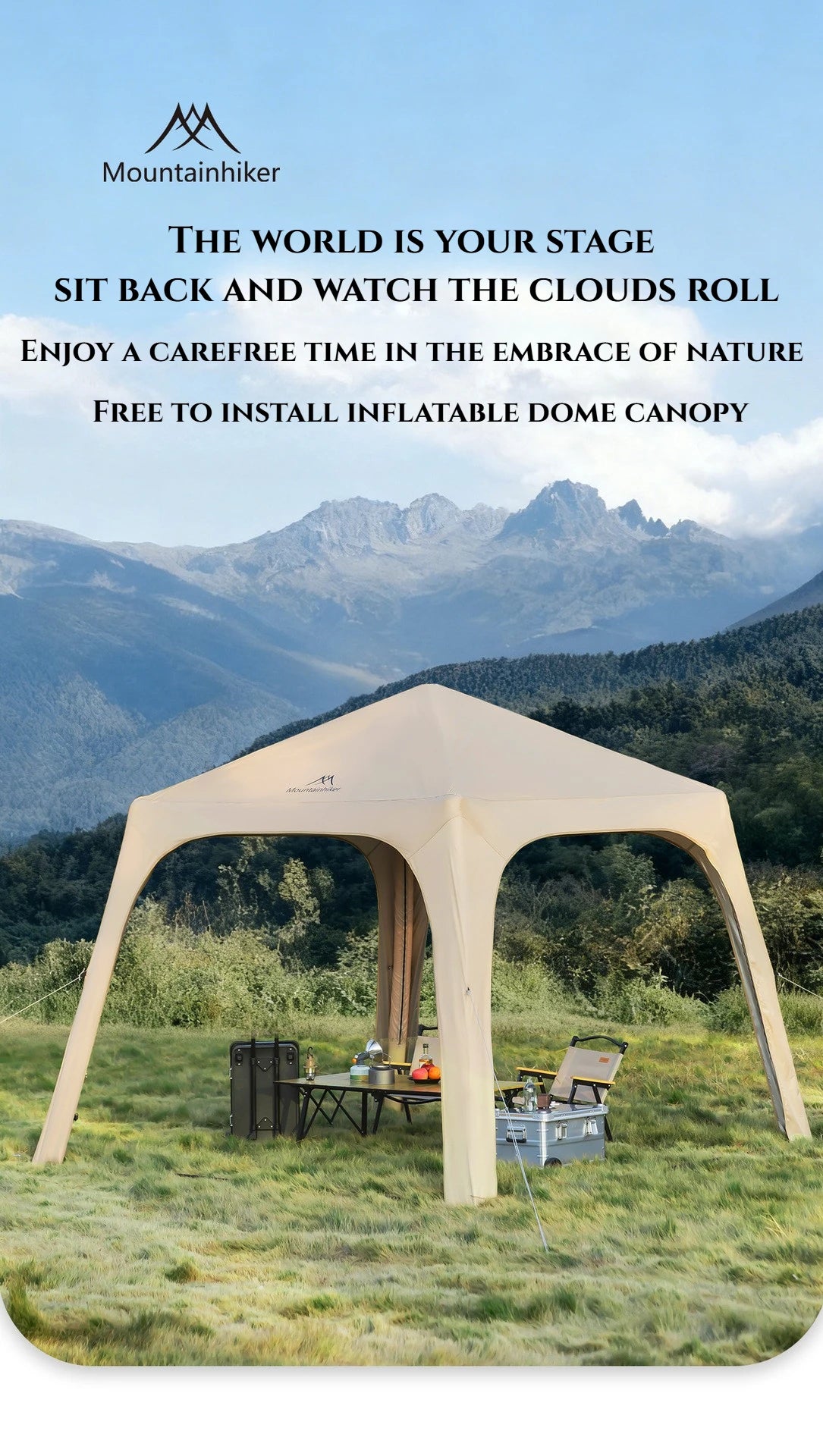 MOUNDAINHIKERInflatable Dome Outdoor Camping Waterproof Portable Tent Multiple People Large Capacity Park Sunscreen and Sunshade