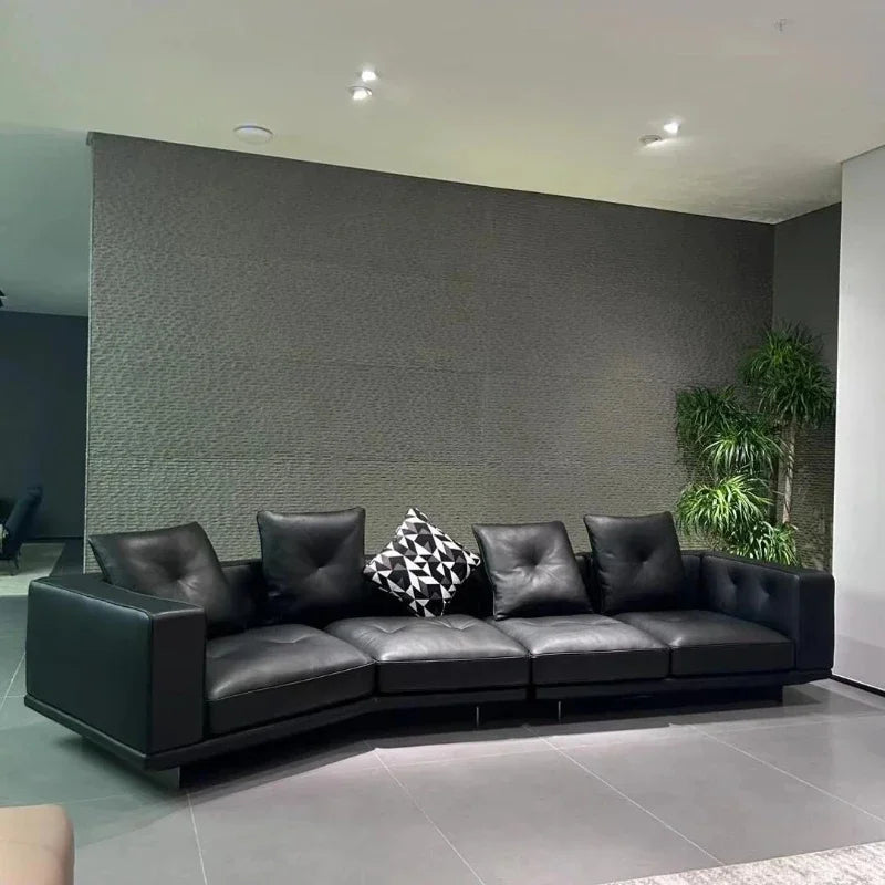 Large Nordic Italian Sofa Luxury Beige Leather Designer Modern Double Couch Living Room Chaise Canape Salon Home Furniture