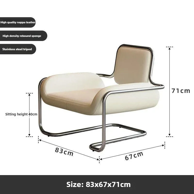 Single Chair Special-shaped Chair Nordic Designer Medieval Stainless Steel Light Luxury Minimalist Living Room Reception Leisure