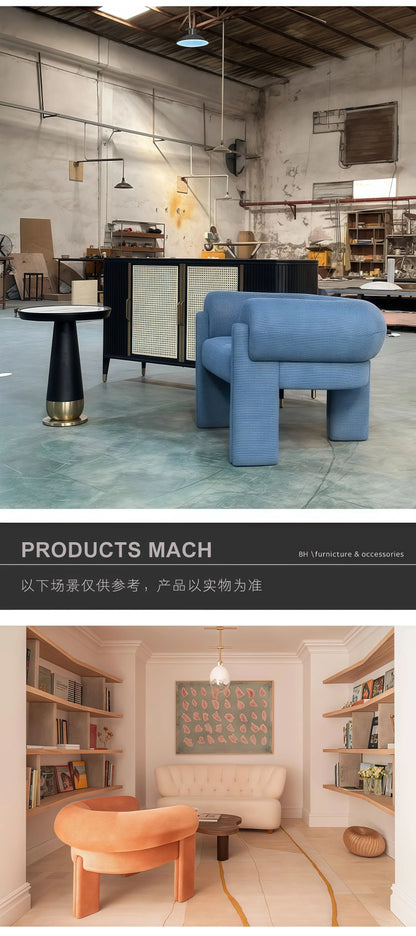 Nordic Club Single Sofa Chair Designer Armchair Hotel Model Living Room Balcony Cloth Leisure Chair