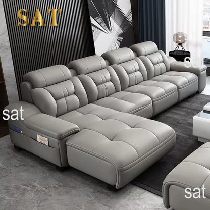A Simple Modern Living Room Business Led Creative Combination Furniture Leather Sofa