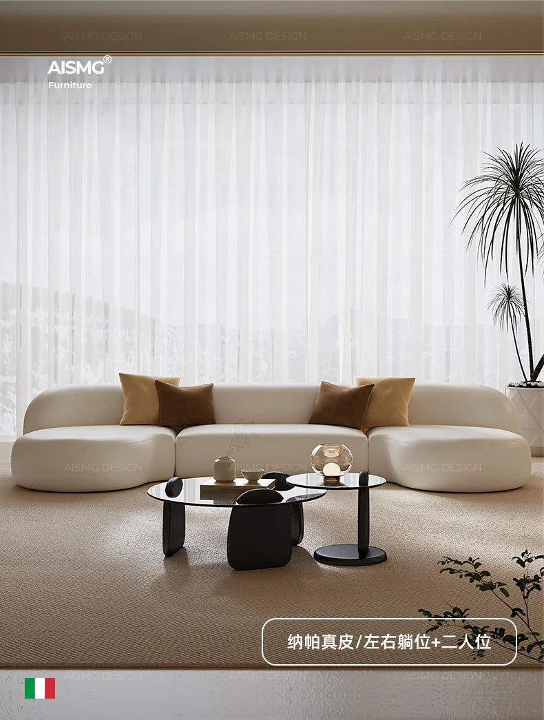 Italian Sofa Living Room Simple Fabric Affordable Luxury Fashion Special-Shaped Arc Cream Style Corner Combination