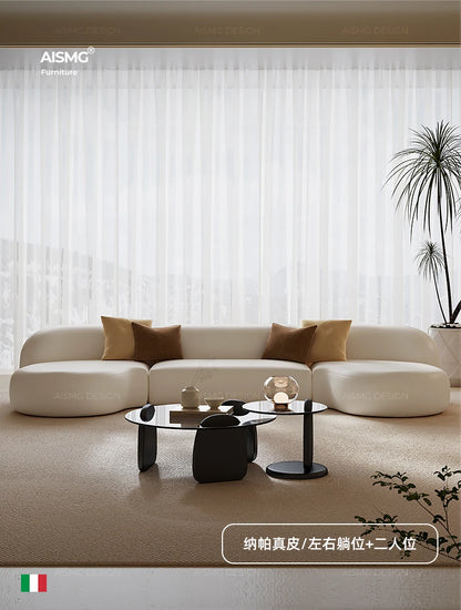 Italian Sofa Living Room Simple Fabric Affordable Luxury Fashion Special-Shaped Arc Cream Style Corner Combination
