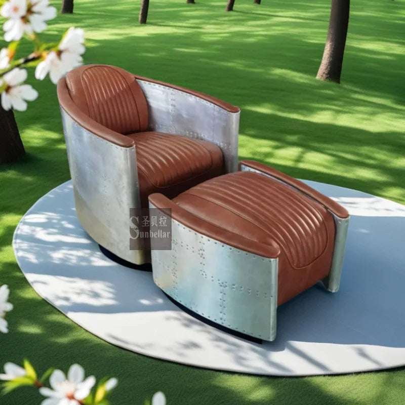 American retro industrial style casual sofa chair with pedal living room bedroom