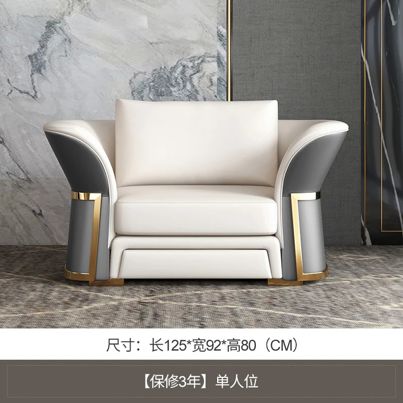 Italian Designer Leather Sofas Luxury 3 Pieces Set Minimalist Modern Sofa Loveseat Floor Divano Soggiorno Home Furniture