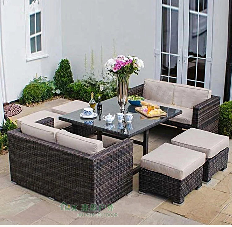 Outdoor rattan tables and chairs balcony rattan sofa courtyard leisure rattan art