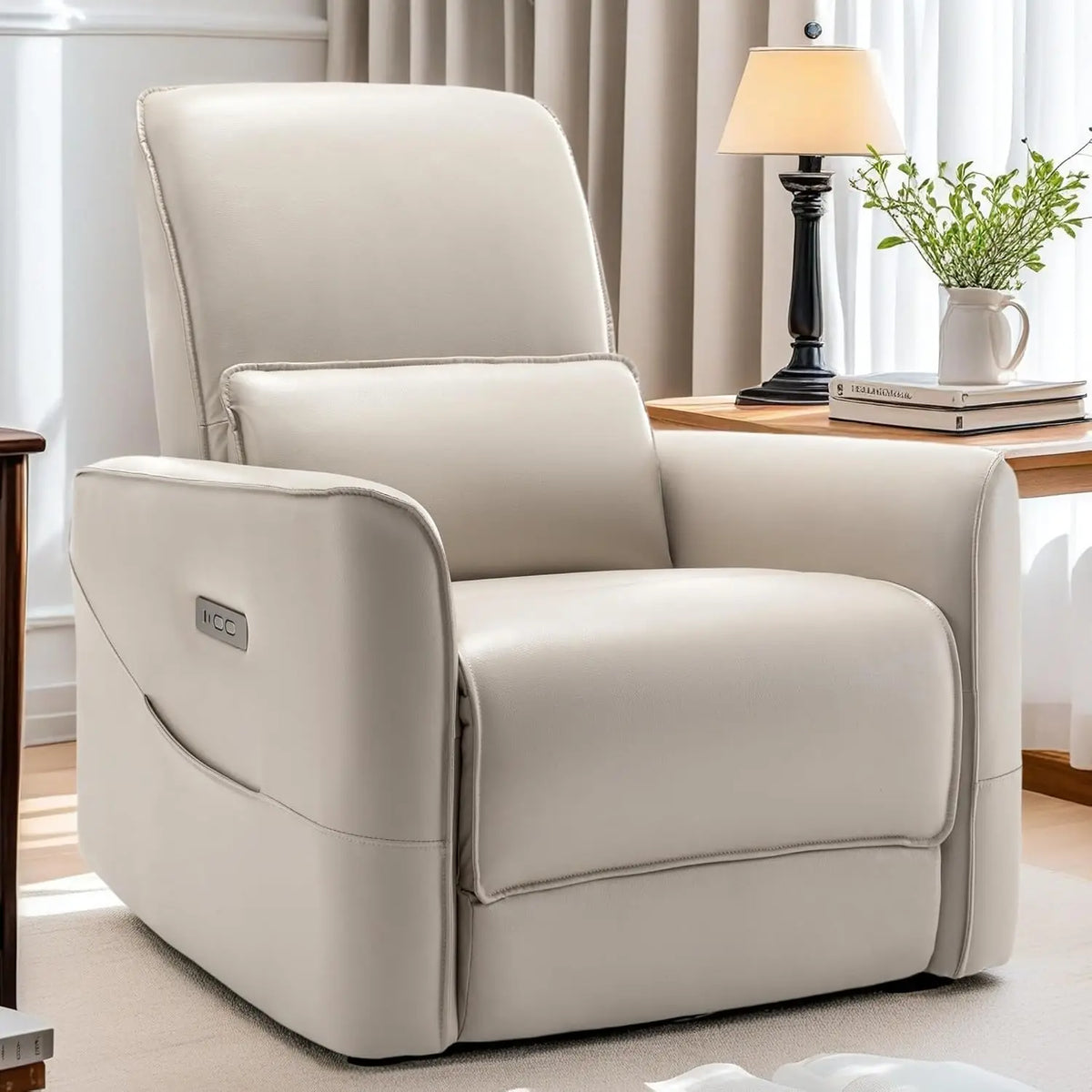 Glider Recliner Chair, Power Rocker Swivel Recliner with USB and Type-C Ports, Electric Reclining for Adults with Streamlined