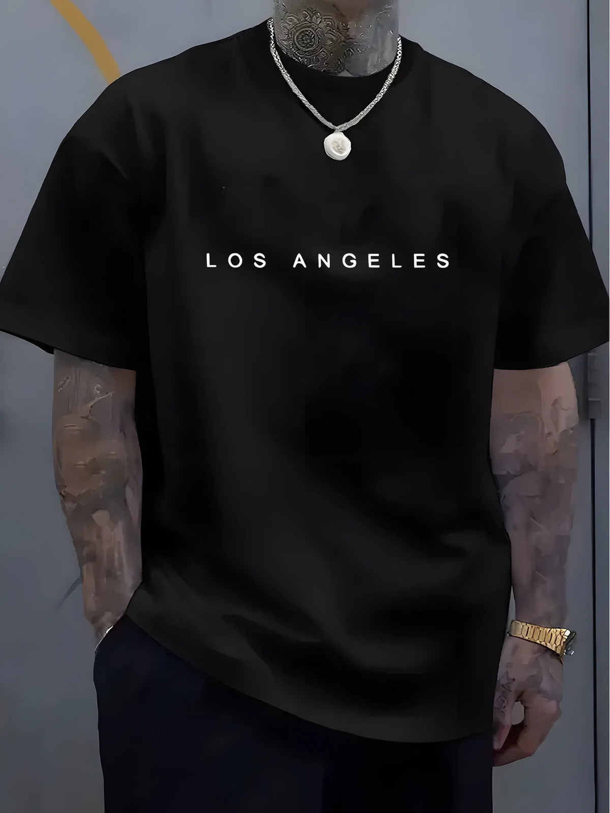 Men's Fashion Trend Round Neck T-shirt Versatile Short Sleeved Shirt Oversized T Shirt  Breathable Moisture Wicking