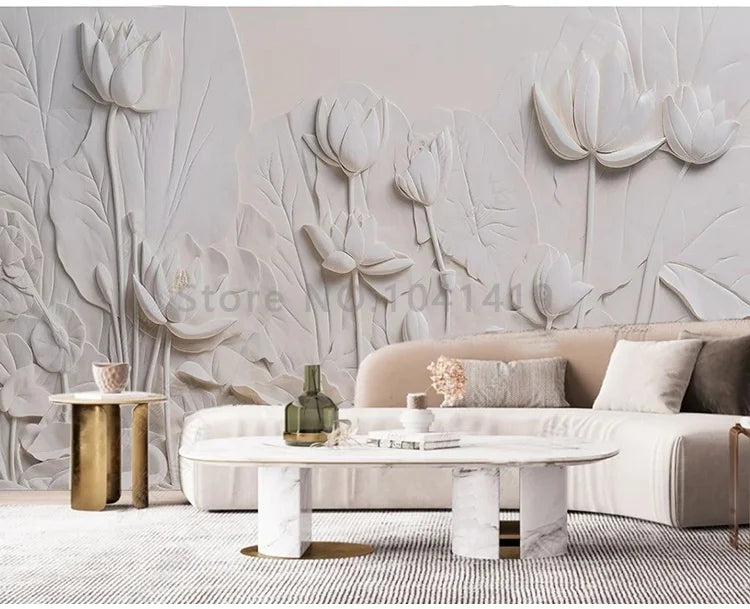 Custom Photo Wallpaper Modern Simple Art Lotus Flower Murals Living Room Bedroom TV Backdrop Wall Decor Luxury 3D Wall Papers