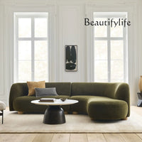 gW Nordic simple curved fabric lamb wool sofa Italian light luxury creative living room corner sofa