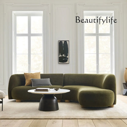 gW Nordic simple curved fabric lamb wool sofa Italian light luxury creative living room corner sofa