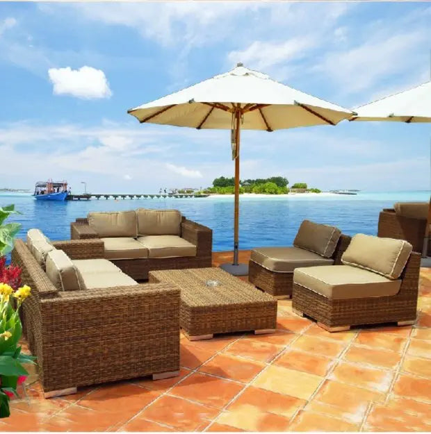 Outdoor Open-air Garden Sofas Hotel Backrest Modern Leisure Garden Sofas Balcony Pe Rattan Furniture Sofá Do Jardim MHHYSF