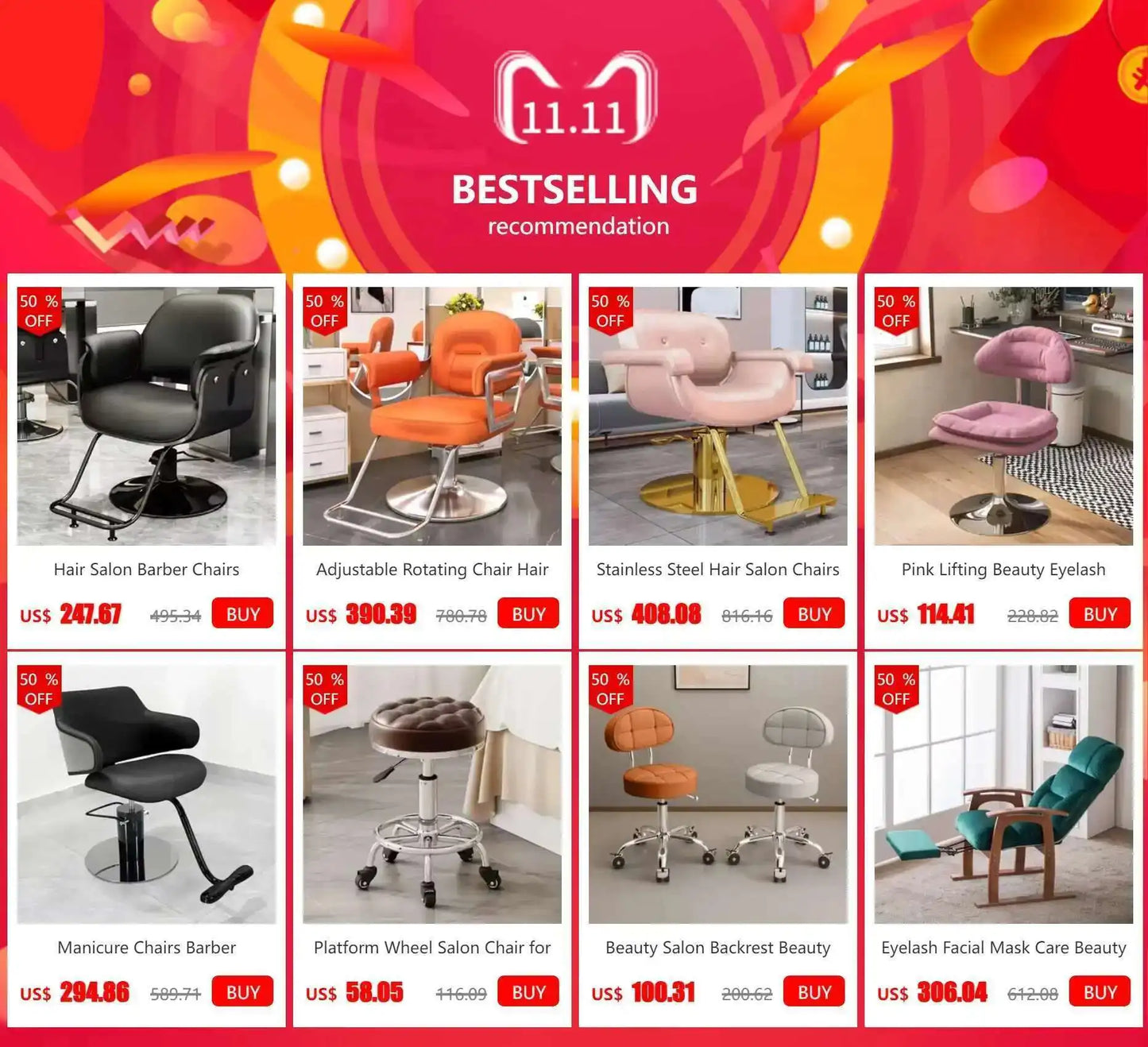 Beauty Chair Specifically Designed for Beauty Salon Adjustable Rotating Pulley Hair Salon Round Stool Tabouret A Roulette 원형의자