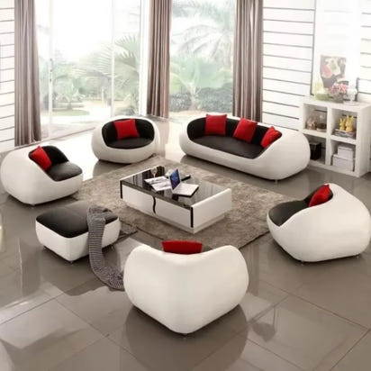 Cute Luxury Nordic Sofa Set – Soft Lazy Loveseat & Modern Lounge Puffs